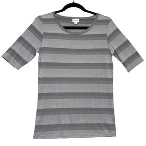 LuLaRoe Classic T Striped Sleeve Tee Shirt Top Gray Womens‎ XS
